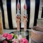 Coppia Candele  Lunghe- Rosa Antico e Bordeaux
