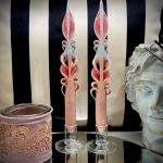 Coppia Candele Lunghe- Rosa antico e Rosa