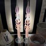 Coppia Candele Lunghe- Rosa Antico e Viola