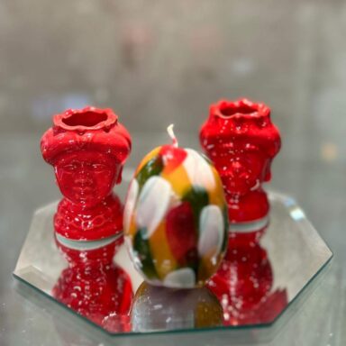 Composizione mini teste di moro rosso e uovo